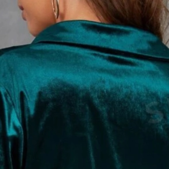 Luxe Dark Green Velvet Drapey Fitted Party Evening Dress - Picture 7 of 9